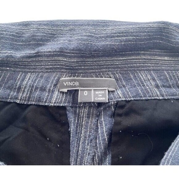 Vince. Womens Sz 0 Blue Gray Striped High Rise Linen Blend Pants - Picture 4 of 8